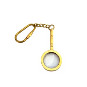 Nautical Antique Style Solid Brass Magnifying Glass Keychain